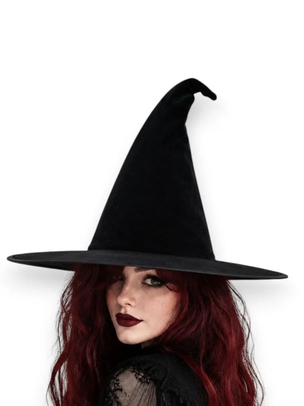Black Velvet Wide Brim Witch Hat OS NWT